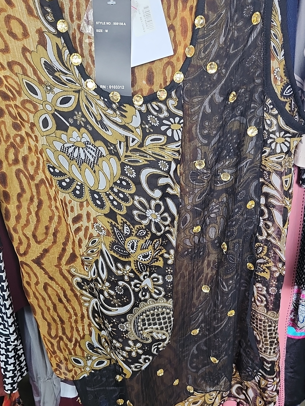 Ninety Black and Gold Paisley Floral Layered Sleeveless Top